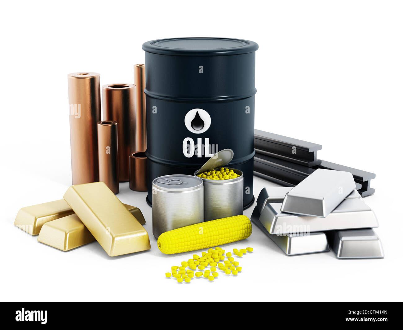 commodities including crude oil gold silver copper platinum and corn ETM1XN